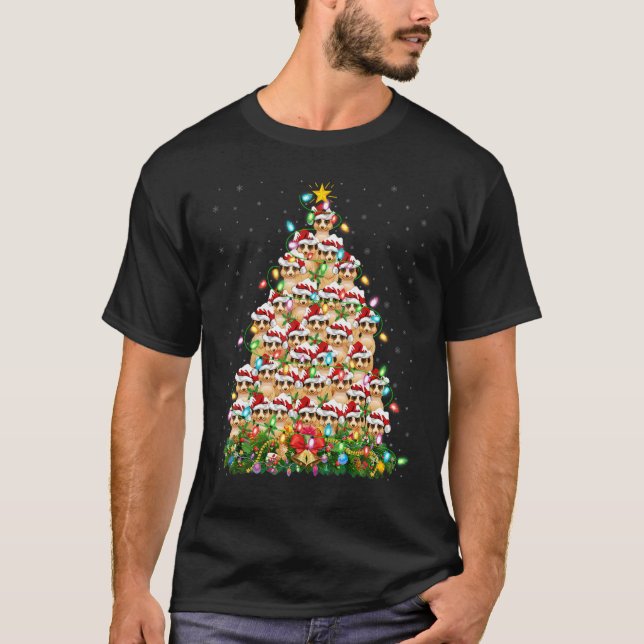 Meerkat   Xmas Lights Santa Meerkat Christmas Tree T-Shirt (Vorderseite)