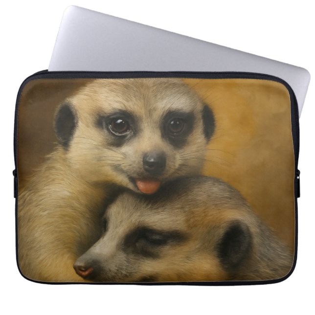 Meerkat-Zuneigung Laptopschutzhülle (Vorderseite)