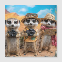 Meerkats als Touristen mit Kameras und Karten verk