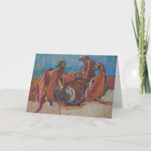 Meerkats au coucher du soleil - carte d'art