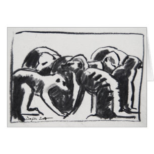 Meerkats de toilettage - carte d'art