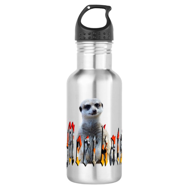 "Meerkats: Stehend stolz hinter dem Namen" Trinkflasche (Vorderseite)