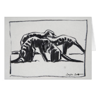 Meerkats toilettant 2 - carte d'art