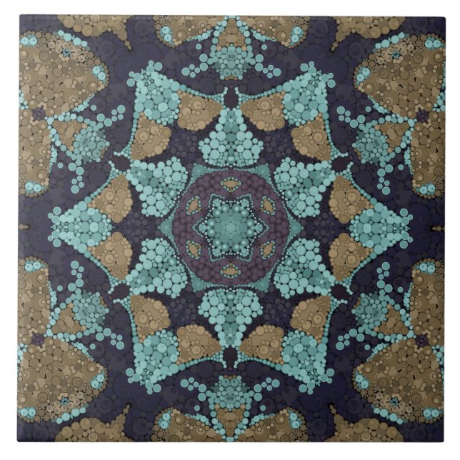 Meerloser Kaleidoskop-Mosaik Fliese (Vorderseite)