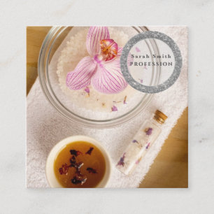 Meersalz Orchideen Wellness-Center Blume Massage A Quadratische Visitenkarte