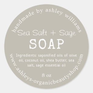 Meersalz + Seife   Handmade Skincare Packaging Runder Aufkleber