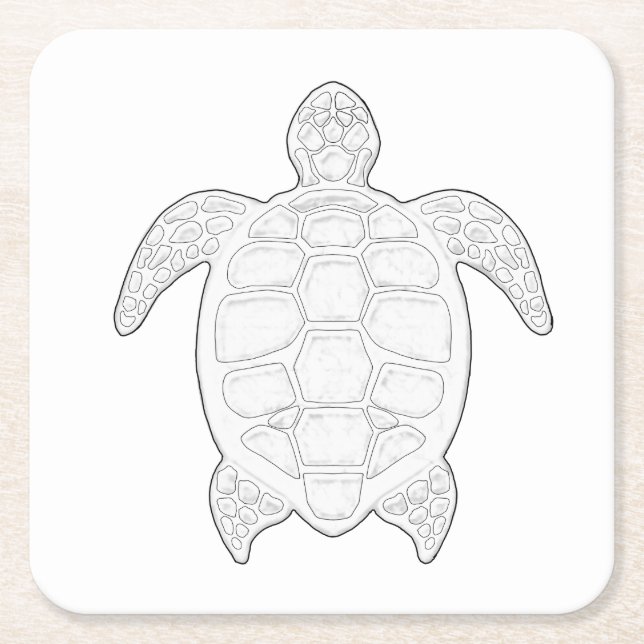 Meerschildkröten-Erwachsenenfarbpapier Untersetzer (Vorderseite)