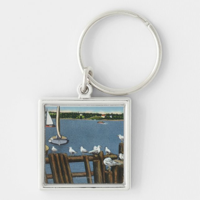 Meerschlösser und Segelboote am Ufer Schlüsselanhänger (Vorne)
