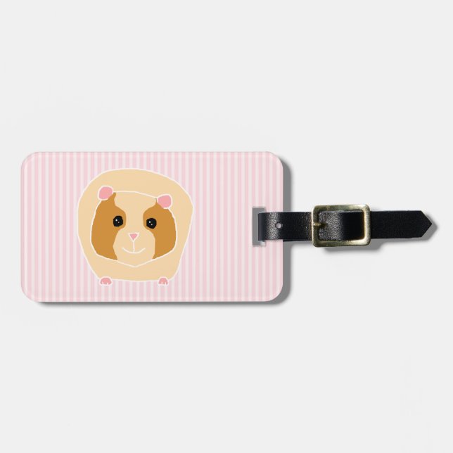 Meerschweinchen, auf hellrosa Streifen Gepäckanhänger (Vorderseite horizontal)