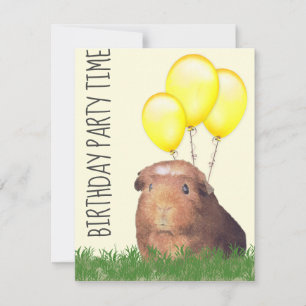 Meerschweinchen Gelbe Luftballons Benutzerdefinier Einladung