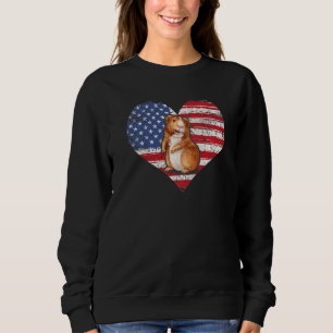 Meerschweinchen Herz Amerikanische Flagge 4. Juli  Sweatshirt