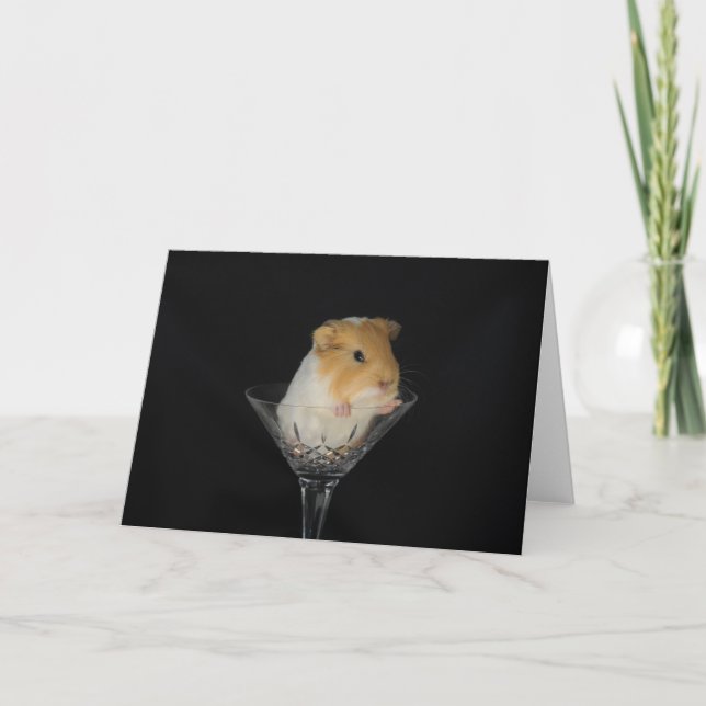 Meerschweinchen in einem Weinglas Karte (Vorderseite)