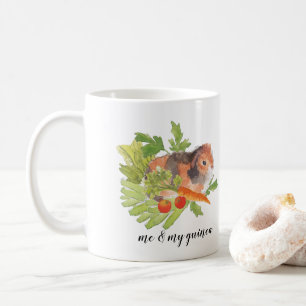 Meerschweinchen Lauch Karottensalat Aquarell Haust Kaffeetasse