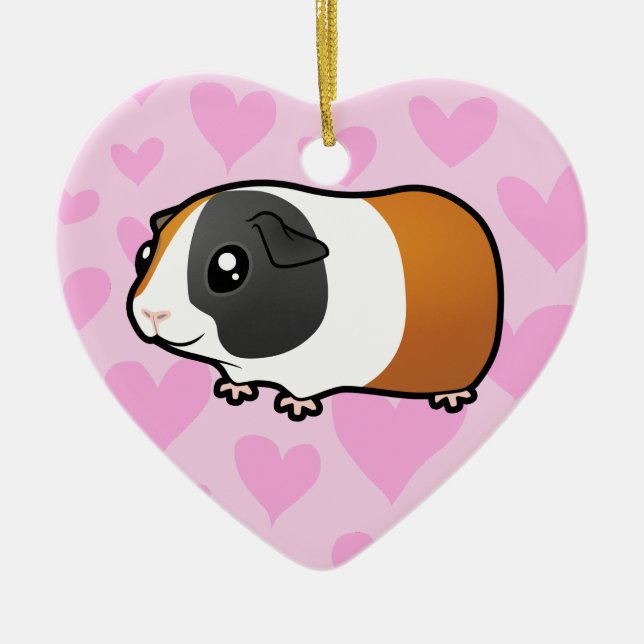 Meerschweinchen-Liebe (glattes Haar) Keramik Ornament (Vorne)