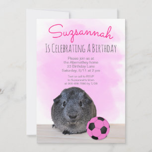Meerschweinchen Mädchen Rosa Fußball Custom Geburt Einladung