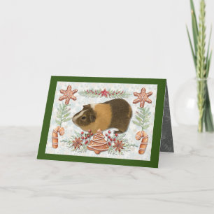 Meerschweinchen mit Ingwerkuchen Feiertagskarte