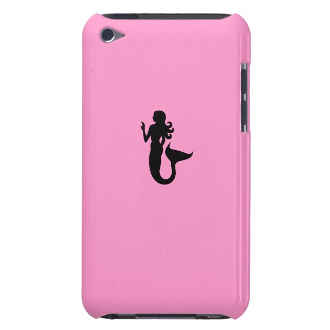 Meerschweinchen_Schwarz-auf-Rosa Meerjungfrau Barely There iPod Case (Rückseite)