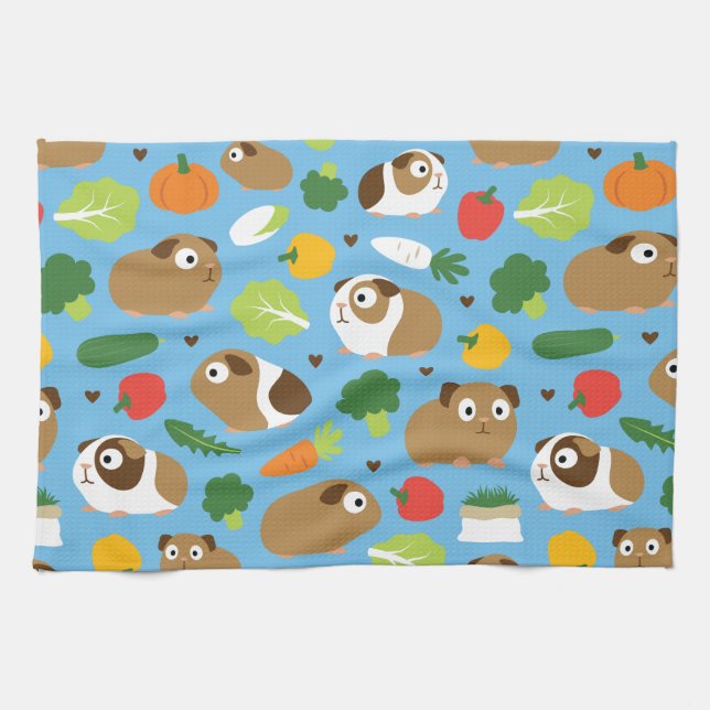 Meerschweinchen und ihre Leckereien Geschirrtuch (Horizontal)