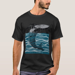Meerwal springt Wal in blauen Wellen lustiges Gesc T-Shirt
