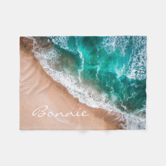 Meerwasser am Meer Sand tropischen Sommer Fleecedecke (Vorderseite (Horizontal))