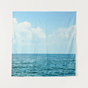Meerwasser, klarer blauer Himmel. Wandteppich
