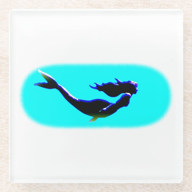 Meerwasserschwimmen Glasuntersetzer (Vorderseite)