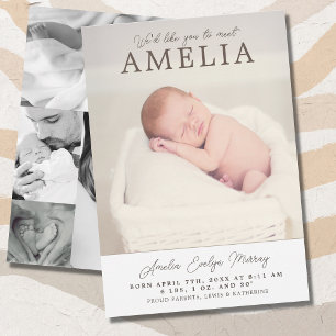 Meet Baby Foto Collage Geburtserklärung ankündigen Ankündigung