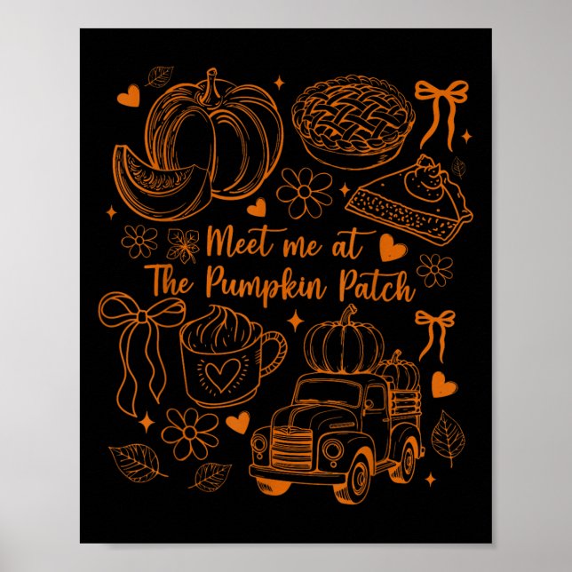 Meet Me At The Pumpkin Patch Coquette Bow Truck Fa Poster (Vorne)