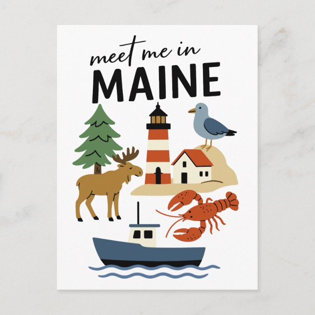Meet Me In Maine Coastal New England Wildlife Postkarte (Vorderseite)