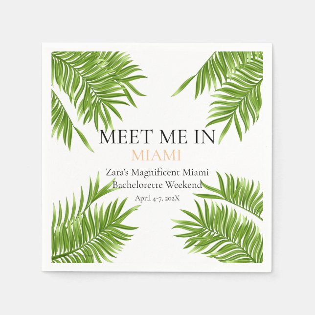 Meet Me Miami Junggeselinnen-Abschied Vacay Gefall Serviette (Vorderseite)