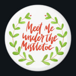 Meet me under the mistletoe - Christmas Wreath Magnet<br><div class="desc">NewParkLane - Christmas magnet,  with a green watercolor wreath,   and with  'Meet me under the mistletoe'  quote in red script typography.

Check out this collection for matching items. Do you have specific personal design wishes? Feel free to contact me!</div>