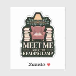 Meet Me Under the Reading Lamp Cozy Holiday Aufkleber