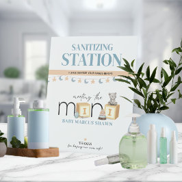Meet The Mini Blue Sanitizing Station Sign Sockelschild
