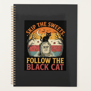 Méfait de chat noir d'Halloween hanté
