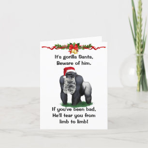 Méfiez-vous de la carte de Noël Gorilla Père Noël