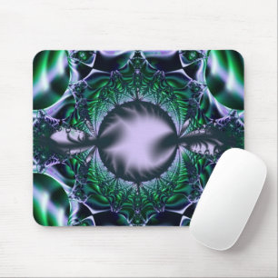 Meg Kunst des grünen und blauen Fraktals Mousepad