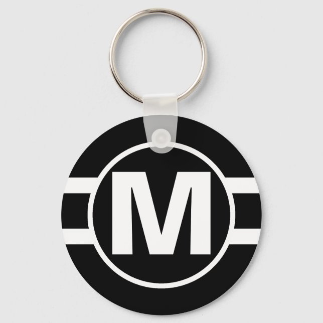Mega Black Retro Monogramm Schlüsselanhänger (Vorderseite)