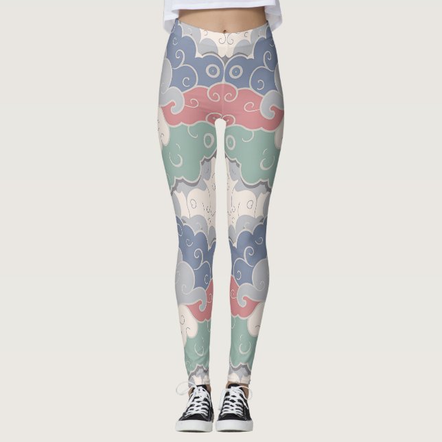 Mega Cloud Scroll | Batik-Muster-Leggings Leggings (Vorderseite)