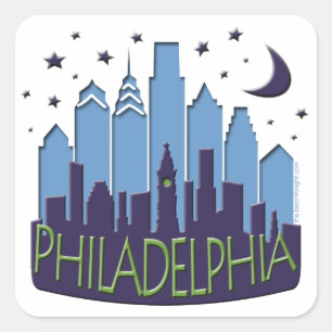 Mega- cooles Philly Skyline Quadratischer Aufkleber