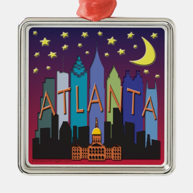 Mega- Farbe Atlanta-Skyline Ornament Aus Metall (Vorne)