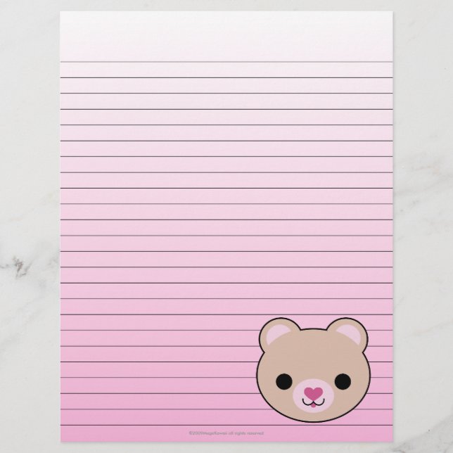 Mega Kawaii Bear Lined Stationery (Vorderseite)