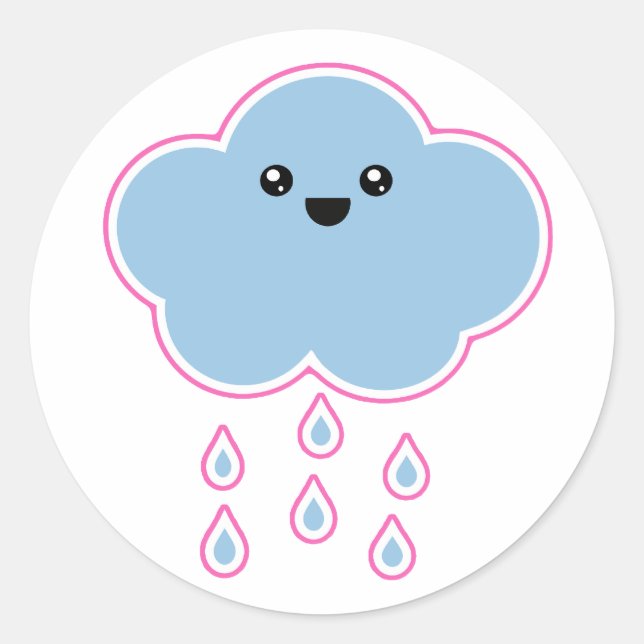 Mega- Kawaii Wolken-Nieselregen-Aufkleber Runder Aufkleber (Vorderseite)
