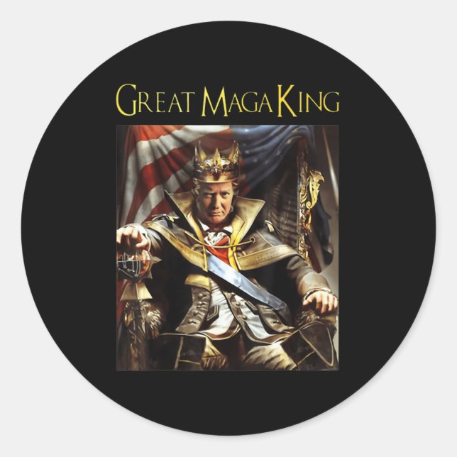 Mega King USA Flag Proud Ultra Maga Trump Runder Aufkleber (Vorderseite)