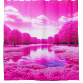 Mega Pink Forest Duschvorhang