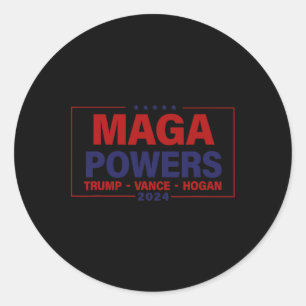 Mega Power Trump Vance Hogan 2024 Patriotic Funny Runder Aufkleber