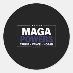 Mega Power Trump Vance Hogan 2024 Patriotic Funny Runder Aufkleber