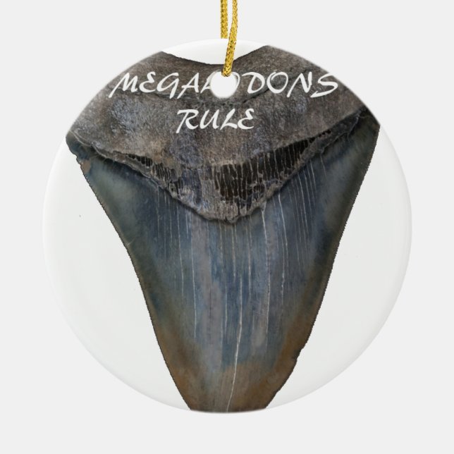 Megalodon Haifisch-Zahn Keramik Ornament (Vorne)