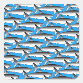 Megalodon Muster in Blau Quadratischer Aufkleber