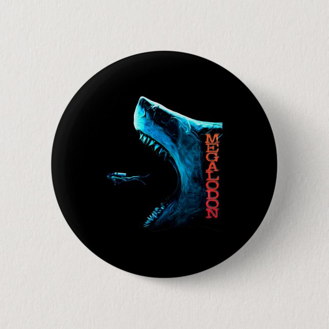 Megalodon Primeval Shark Dorsal Fin Teeth Ocean Pr Button (Vorderseite)