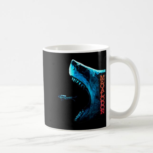 Megalodon Primeval Shark Dorsal Fin Teeth Ocean Pr Kaffeetasse (Rechts)